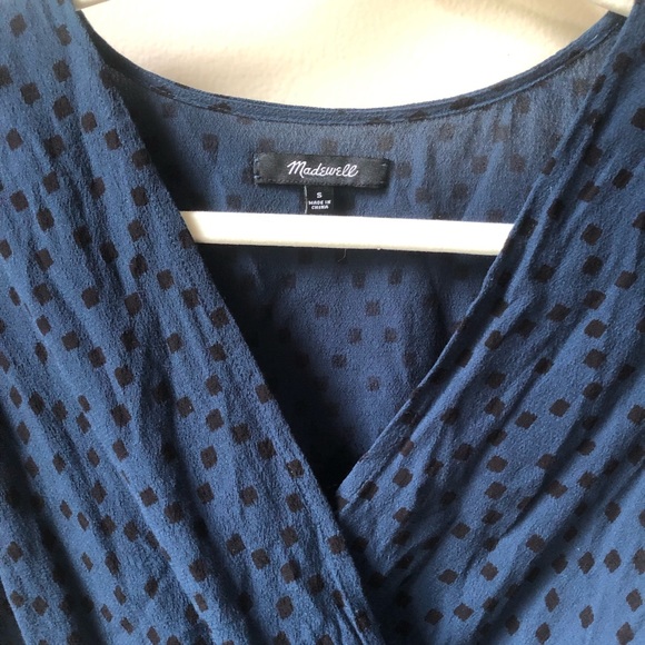 Madewell Wrap Front Mini Dress (navy brushstroke diamond, size S) - Picture 4 of 6